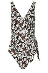LTS Tall Women's Black Palm Leaf Patchwork Side Twist Swimsuit | Long Tall Sally 2