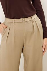 LTS Tall Women's Natural Brown Buckle Wide Leg Trousers | Long Tall Sally 4