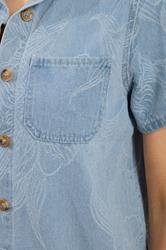 LTS PREMIUM Tall Women's Set Light Blue Cotton Jacquard Denim Shirt & Shorts | Long Tall Sally 7