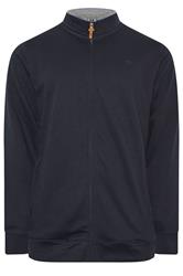 D555 Big & Tall Navy Blue Embroidery Zip Through Fleece Lined Jacket | BadRhino 1