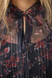 LTS Tall Navy Blue Floral Print Frill Neck Blouse | Long Tall Sally 4