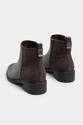 Brown Faux Leather Metal Trim Ankle Boots In Extra Wide EEE Fit | Yours Clothing 3