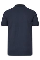 BadRhino Big & Tall Navy Blue Waffle Texture Zip Polo Shirt | BadRhino 2