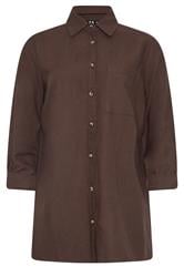 LTS Tall Chocolate Brown Linen Long Sleeve Shirt