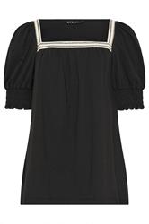 LTS Tall Women's Black Textured Square Neck Top | Long Tall Sally 2