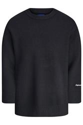 JACK & JONES Big & Tall Black Crew Neck Knit Jumper | BadRhino 1