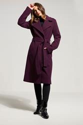 LTS Tall Burgundy Red Formal Wrap Belted Midi Coat | Long Tall Sally 1