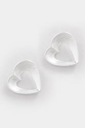 Silver Tone Brushed Heart Stud Earrings | Yours Clothing 2