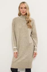 LTS Tall Beige Brown Contrast Trim Jumper Dress | Long Tall Sally 2