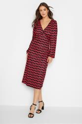 LTS Tall Red & Black Heart Print Midi Wrap Dress | Long Tall Sally 2