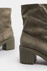 Mocha Brown Faux Suede Stretch Sock Boots In Extra Wide EEE Fit | Yours Clothing 5