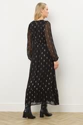 LTS Tall Black Sequin Spot Smock Maxi Dress | Long Tall Sally 3