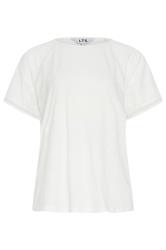 LTS Tall Women's Ivory White Crochet Detail T-Shirt | Long Tall Sally 5