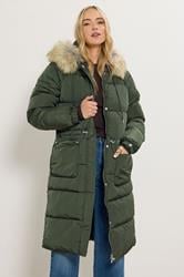 LTS Tall Khaki Green Padded Midi Coat | Long Tall Sally 2