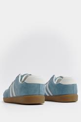 Blue Faux Suede Retro Stripe Trainers In Extra Wide EEE Fit 4