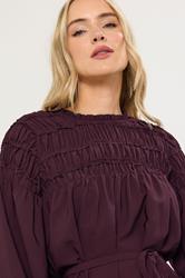 LTS Tall Purple Shirred Long Sleeve Midi Dress | Long Tall Sally 4