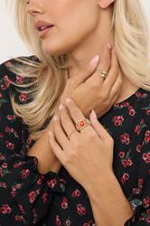 3 PACK Gold Tone Stone Ring Set | Yours Clothing 1