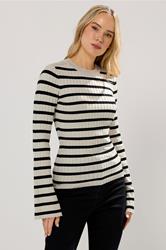LTS Tall Natural Brown Striped Ribbed Jumper | Long Tall Sally 1