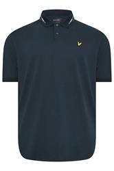 LYLE & SCOTT Big & Tall Navy Blue Striped Tipped Polo Shirt | BadRhino 1