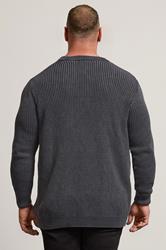 BadRhino Big & Tall Charcoal Grey Acid Wash Jumper | BadRhino 3
