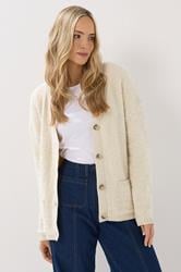 LTS Tall Ivory White Boucle Knitted Cardigan | Long Tall Sally 1