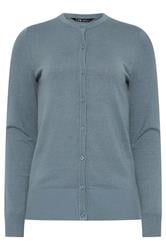 LTS Tall Dusty Blue Crew Neck Button Cardigan