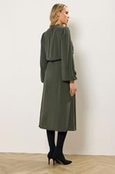 LTS Tall Green Acid Wash Tie Neck Midaxi Dress | Long Tall Sally 3