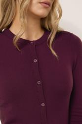 LTS Tall Cherry Red Crew Neck Button Cardigan | Long Tall Sally 4