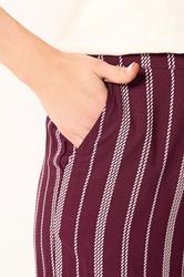 LTS Tall Women's Burgundy Red Rope Stripe Wide Leg Trousers | Long Tall Sally 4