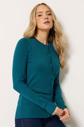 LTS Tall Teal Blue Crew Neck Button Cardigan | Long Tall Sally 3
