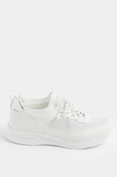 White Knitted Trainers In Extra Wide EEE Fit | Yours Clothing 2