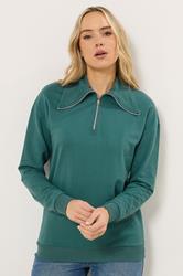 LTS Tall Women's Teal Green Quarter Zip Sweatshirt | Long Tall Sally 1