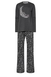 LTS Tall Grey 'Night Sky' Slogan Wide Leg Pyjama Set | Long Tall Sally 5