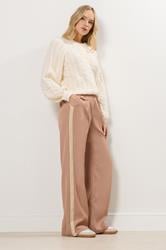LTS Tall Coral Pink Contrast Stripe Wide Leg Trousers | Long Tall Sally 1