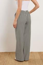 LTS Tall Women's Set Olive Green Stripe Button Cotton Shirt & Trousers | Long Tall Sally 8