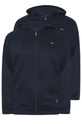 BadRhino Big & Tall 2 PACK Navy Blue Zip Through Hoodies