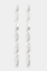 6 PACK Silver Tone Hoop Earring Set | Yours Clothing 3
