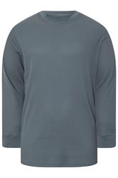 BadRhino Big & Tall Storm Blue Waffle Texture Long sleeve T-Shirt | BadRhino 5