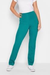 LTS Tall Women's Teal Blue Scuba Crepe Slim Leg Trousers | Long Tall Sally 1