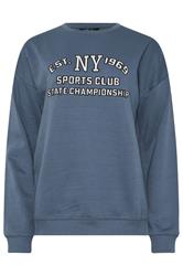 LTS Tall Blue 'NY 1969' Slogan Sweatshirt | Long Tall Sally 6