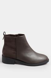 Brown Faux Leather Metal Trim Ankle Boots In Extra Wide EEE Fit | Yours Clothing 2
