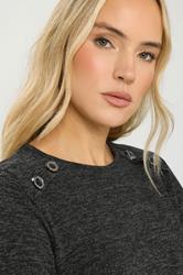 LTS Tall Grey Marl Button Long Sleeve Top | Long Tall Sally 4