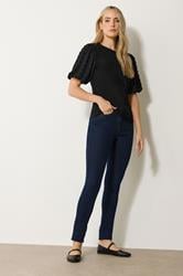 LTS Tall Black Dobby Spot Sleeve Blouse | Long Tall Sally 2