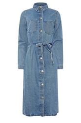 LTS Tall Blue Denim Long Sleeve Belt Tie Midi Dress | Long Tall Sally 5