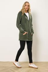 LTS Tall Women's Khaki Green Longline Zip Hoodie | Long Tall Sally 2