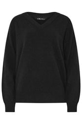 LTS PREMIUM Tall Black Knit V-Neck Jumper | Long Tall Sally 5
