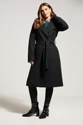 LTS Tall Black Formal Wrap Belted Midi Coat | Long Tall Sally 2