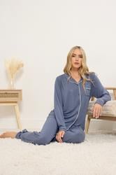 LTS Tall Light Blue Piped Jersey Pyjama Set | Long Tall Sally 2