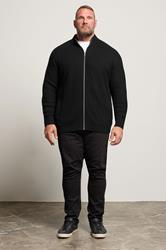 BadRhino Big & Tall Black Ribbed Zip Through Knitted Jumper | BadRhino 3