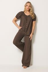 LTS Tall Women's Chocolate Brown Linen Button Blouse | Long Tall Sally 1
